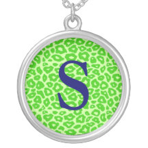 Customisable Monogrammed Green Leopard Pendant