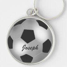 Customisable name silver Soccer Ball keychains