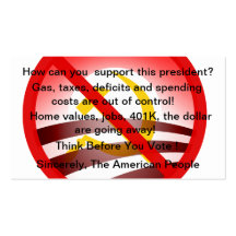 Customisable No Obama Wind Shield Card Business Card