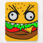 customisable om nom nom burger with teeth face mouse pads
