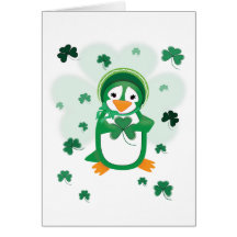 Customisable Patsy Penguin St. Patrick's Day Card
