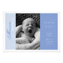 Customisable Photo Birth Announcement Boy