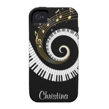 Customisable Piano Keys and Gold Music Notes iphon iPhone 4/4S Case