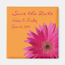Customisable Pink Gerbera Daisy Monogram Magnet