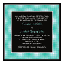 Customisable Polka Dot Wedding Invitation - Aqua
