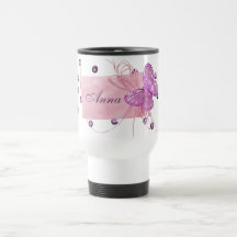Customisable Pretty Pink Butterfly Design Mugs