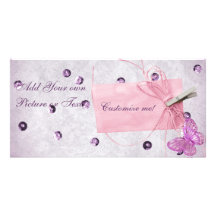 Customisable Pretty Pink Butterfly Design Picture Card
