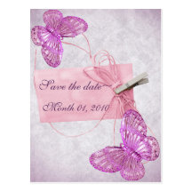 Customisable Pretty Pink Butterfly Design Post Cards