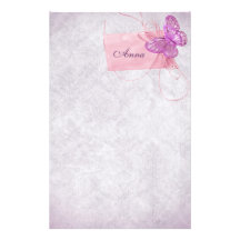 Customisable Pretty Pink Butterfly Design Custom Stationery
