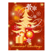 Customisable Red & Gold Christmas postcards