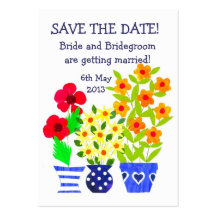 Customisable 'Save the Date' Card, Pots of Flowers Business Card