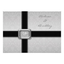 Customisable Silver & Black Wedding Invitation