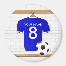 Customisable Soccer Shirt (blue) Magnet
