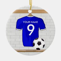 Customisable Soccer Shirt (blue) Ornament Pendant