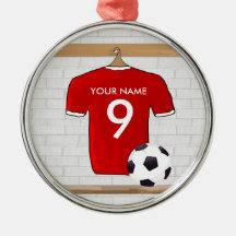 Customisable Soccer Shirt (red) Pendant Christmas Tree Ornaments