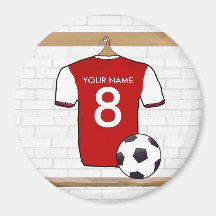 Customisable Soccer Shirt (red white ) Magnet