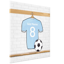 Customisable Soccer Shirt  Sky Blue Wrapped Canvas Stretched Canvas Print