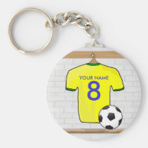 Customisable Soocer Jersey (yellow) Keychain
