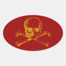 Customisable Vintage Skull & Crossbones Stickers