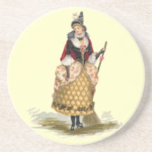Customisable Vintage Witch Beverage Coasters