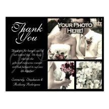 Customisable Wedding Thank You Card 3 Photos Post Cards