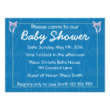 Customise Blue Baby Boy shower invitation