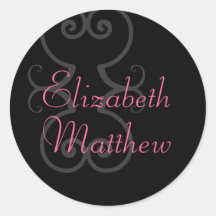 Customise First Names Elegant Black Seal Sticker