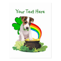 Customise It Jack Russell Puppy St Pattys Day Card Postcards