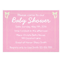 Customise Light pink Baby Girl shower invitation