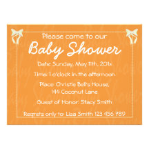 Customise Orange Baby shower invitation