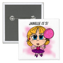 Customised Ballerina Birthday Button