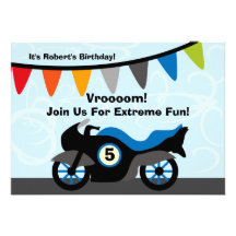 Customised Biker Motorcycle Birthday Invitations