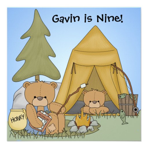 Customised Camping Birthday Invites