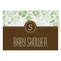 Customised Monogram Baby Shower Invitation Green Card