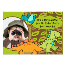 Customised Photo Dinosaur Birthday Invitation