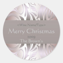 Customised Silver Wine Label for Christmas Round Sticker