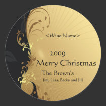 Customised Wine Labels for Christmas Gold stickers