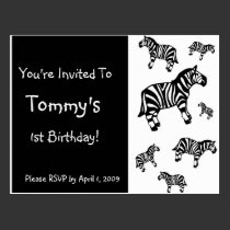 Customised Zebra Party Invitations postcards
