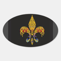 customizable Fleur-de-Lis Oval Stickers