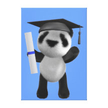 Cute 3d Baby Panda Graduate (editable) Gallery Wrap Canvas