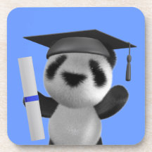 Cute 3d Baby Panda Graduate (editable) Drink Coaster