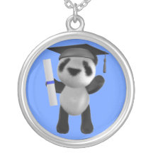 Cute 3d Baby Panda Graduate (editable) Necklaces