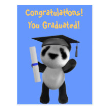 Cute 3d Baby Panda Graduate (editable) Postcards