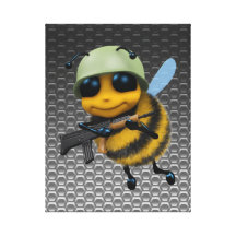 Cute 3d Bee Soldier Metallic Honeycomb Gallery Wrap Canvas