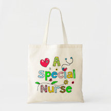 Cute A Special Nurse Greeting Text Expression Tote Bags