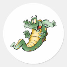 Cute Alligator Cartoon Round Sticker