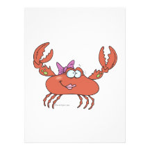 cute and funny girly girl crab character announcements