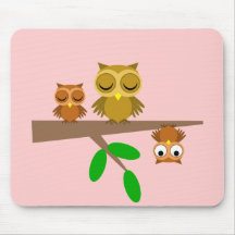 cute and funny owls mouse pad