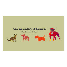 Cute Animals Dogs and Cats Pet Salon   Spa Business Card Template