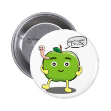 cute Apple With cute worm Buttons